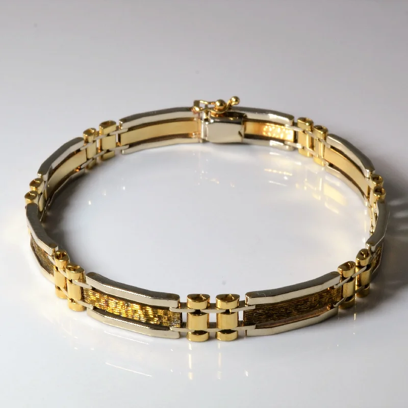 Final Call For Exquisite Jewelry At Reduced Rates Two Tone Textured Link Bracelet | 8.5" | Final Call For Exquisite Jewelry At Reduced Rates Two Tone Textured Link Bracelet | 8.5" |