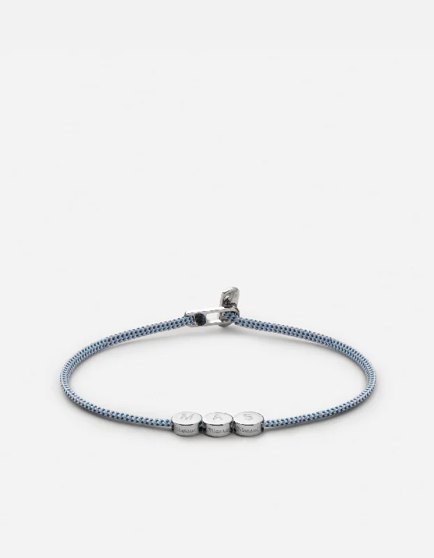 Premium Diamond Jewelry At Once-In-A-Lifetime Discounts Type Metric 2.5mm Rope Bracelet, Sterling Silver/Light Blue