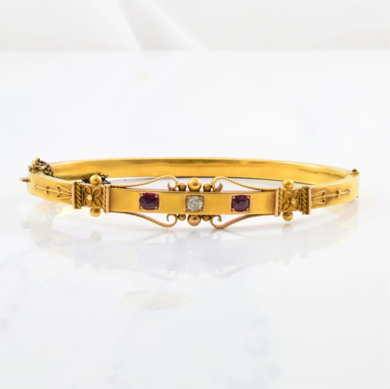 Shop Dazzling Jewelry With Special Promotional Discounts Victorian Era Diamond & Ruby Bangle | 0.10ct, 0.20ctw | 7.5" | Shop Dazzling Jewelry With Special Promotional Discounts Victorian Era Diamond & Ruby Bangle | 0.10ct, 0.20ctw | 7.5" |