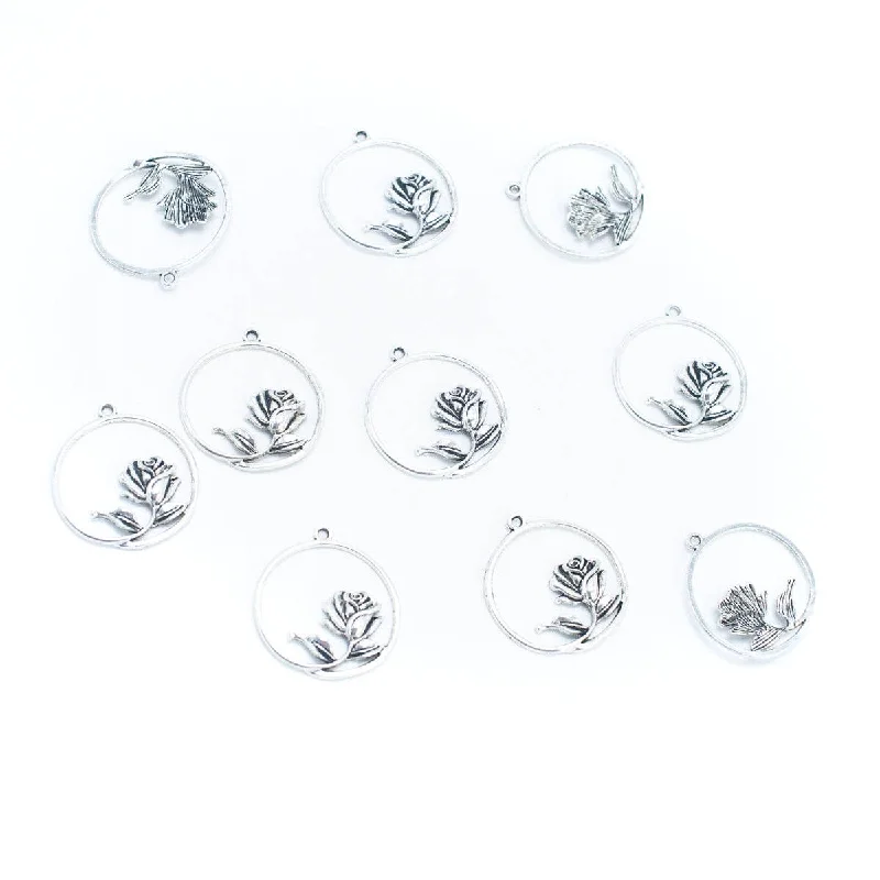 Jewelry Sale Alert – Shop Timeless Elegance Today 10 units Pendant antique silver jewelry round hollow rose pendant Jewelry Findings & Components D-3-527