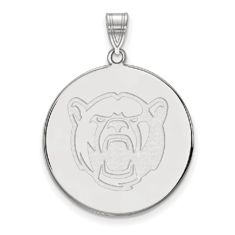 10k White Gold Baylor U XL Bears Disc Pendant