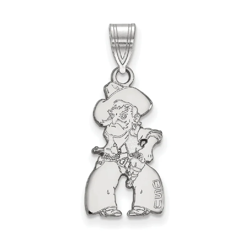 10k White Gold Oklahoma State Large Mascot Pendant