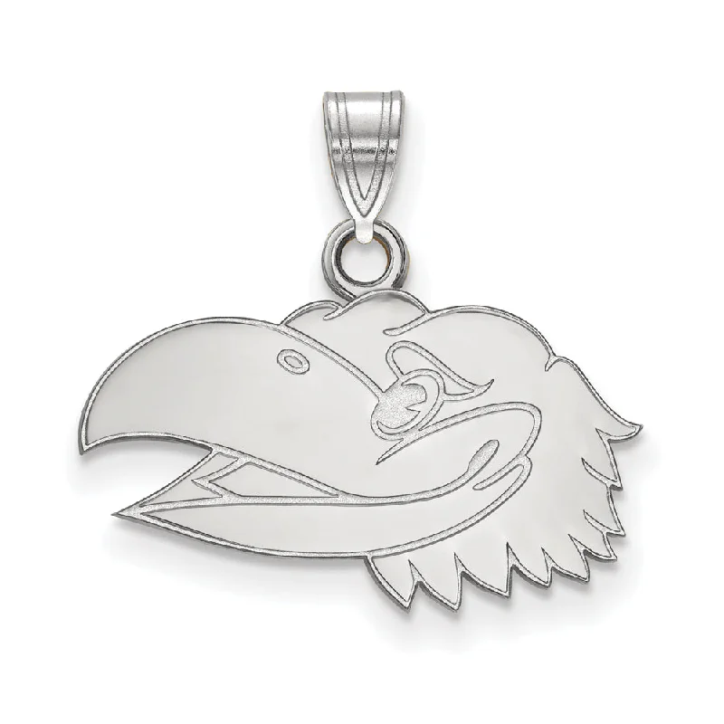 Jewelry Clearance – Final Chance To Save Big 10k White Gold U. of Kansas Small Left Profile Mascot Pendant