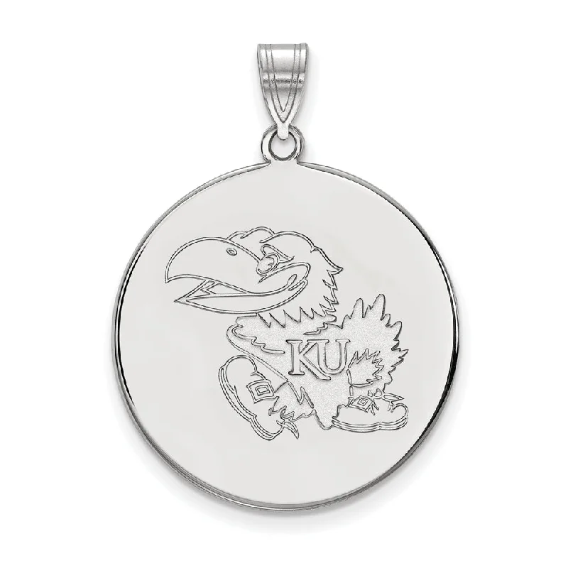 Exclusive Gemstone Jewelry At Special Prices 10k White Gold U. of Kansas XL Disc Pendant