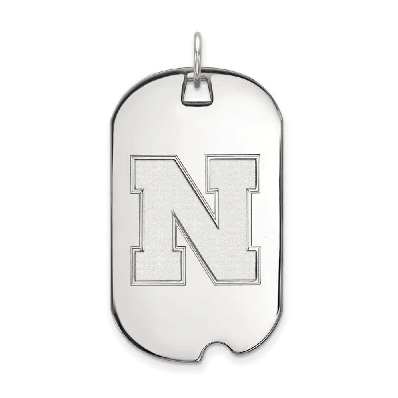 Modern Statement Jewelry For Bold Styling 10k White Gold U. of Nebraska Large Dog Tag Pendant