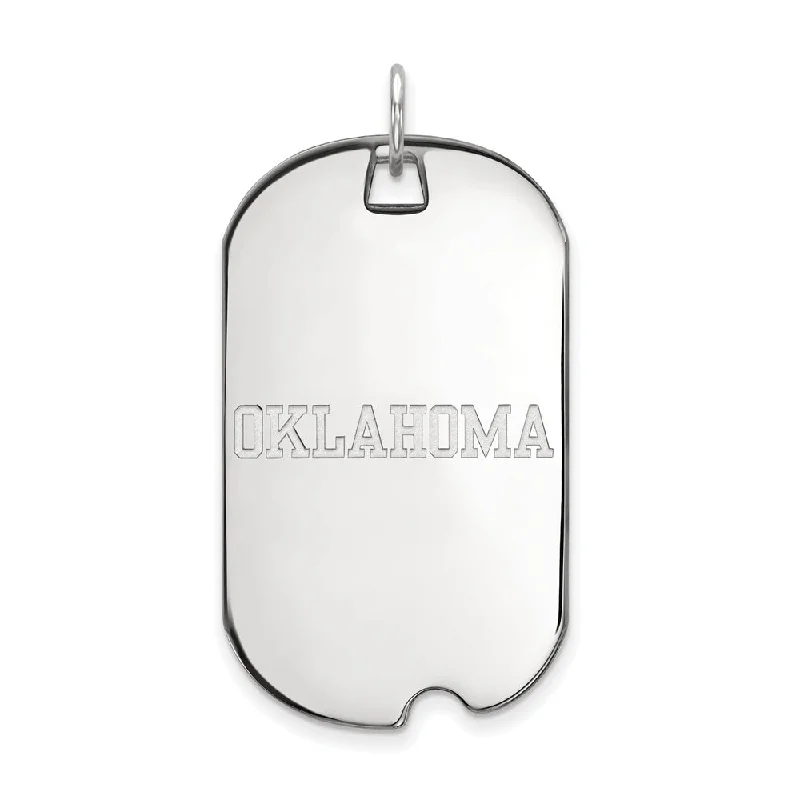 Waterproof Stainless Steel Jewelry For Lasting Beauty 10k White Gold U. of Oklahoma Large Dog Tag Pendant