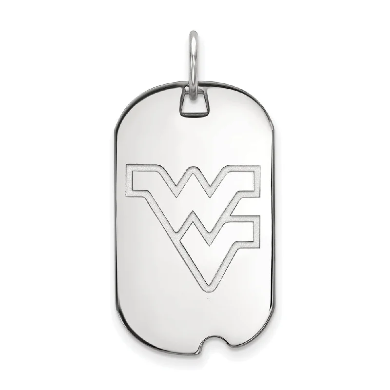 10k White Gold West Virginia U. Dog Tag Pendant