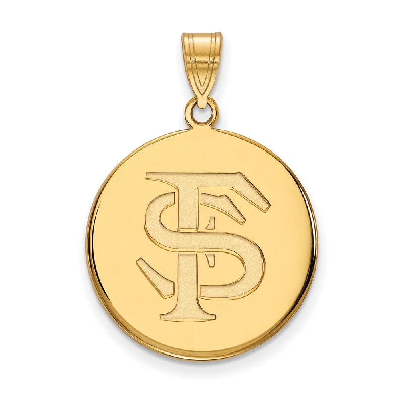 10k Yellow Gold Florida State Large 'FS' Disc Pendant