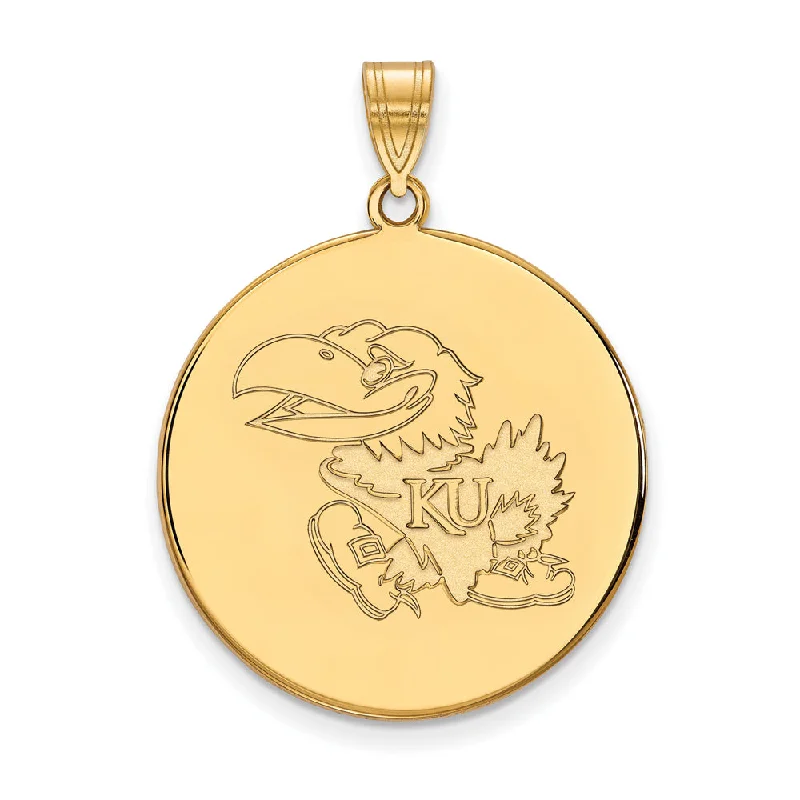 Stunning Jewelry At A Fraction Of The Price 10k Yellow Gold U. of Kansas XL Disc Pendant