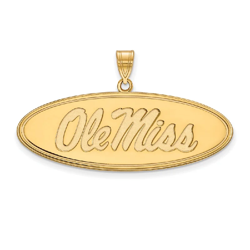 Huge Savings On Premium Jewelry Styles 10k Yellow Gold U. of Mississippi Large Oval 'Ole Miss' Pendant