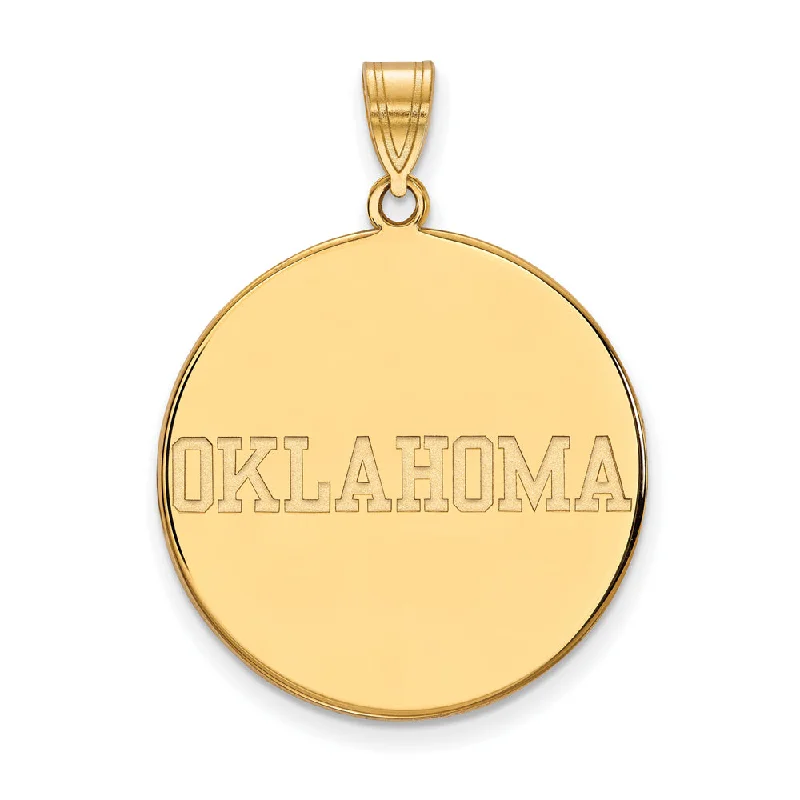 Exclusive Gemstone Jewelry At Special Prices 10k Yellow Gold U. of Oklahoma XL Disc Pendant