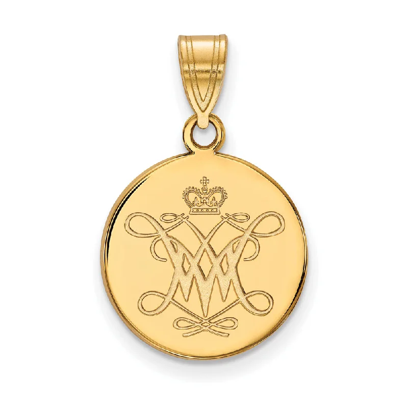 Handcrafted Beauty At Affordable Prices 10k Yellow Gold William and Mary Medium Disc Pendant Handcrafted Beauty At Affordable Prices 10k Yellow Gold William and Mary Medium Disc Pendant