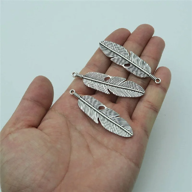 Buy More, Save More On Stunning Jewelry Pieces 10pcs Antique silver feather pendant 60x14mm zamak jewellery jewelry finding D-3-155