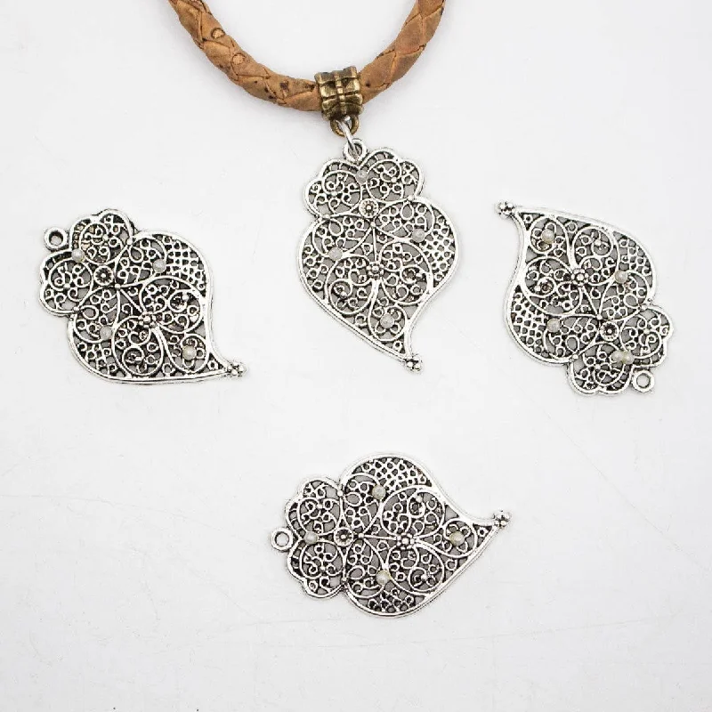 Final Call For Exquisite Jewelry At Reduced Rates 10pcs Classic Silver Viana Heart Pendant D-3-389