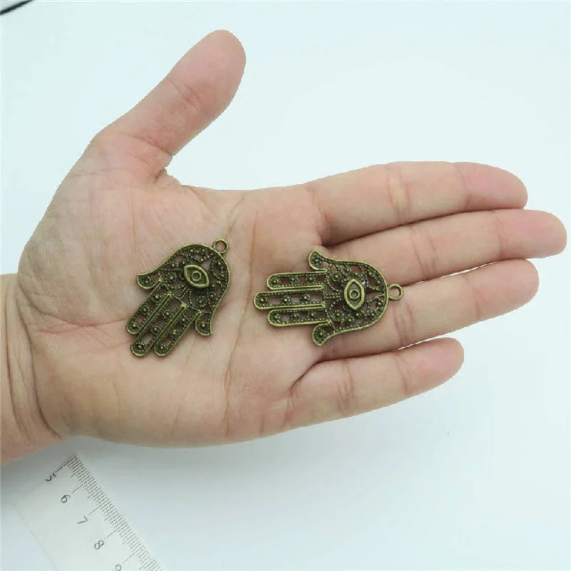 Holiday Jewelry Sale – Perfect Gifts At The Best Prices 10pcs Fatima hand Pendants for necklace key chain antique brass Pendants Jewelry Findings & Components D-3-63