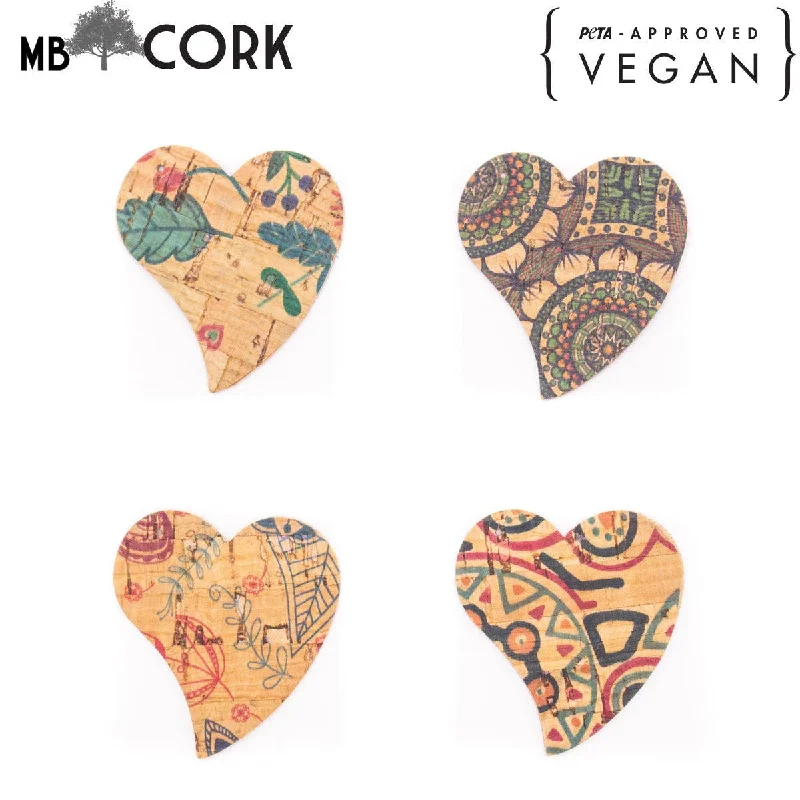 Special Deals On Handcrafted And Designer Jewelry 10Pcs heart-shaped Double-sided printing cork fabric suitable for any jewelry DIY D-3-493-ABCD Special Deals On Handcrafted And Designer Jewelry 10Pcs heart-shaped Double-sided printing cork fabric suitable for any jewelry DIY D-3-493-ABCD