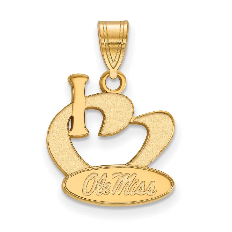 Adjustable Charm Bracelets For A Perfect Fit 14k Gold Plate Silver U. of Mississippi Large I Love Logo Pendant