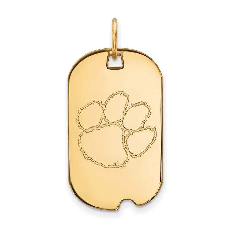 14k Gold Plated Silver Clemson U Dog Tag Pendant