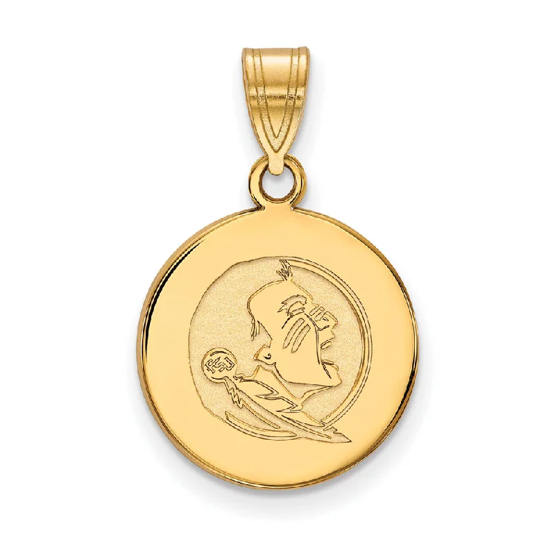 14k Gold Plated Silver Florida State Medium Disc Pendant