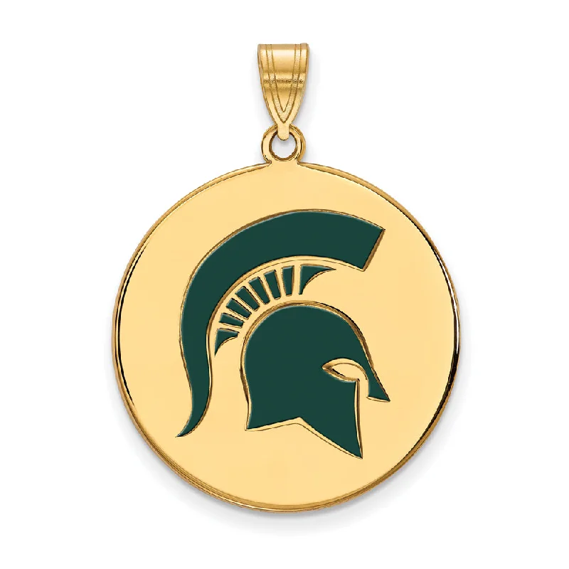 Shop Fine Jewelry With Amazing Deals 14k Gold Plated Silver Michigan State XL Enamel Disc Pendant Shop Fine Jewelry With Amazing Deals 14k Gold Plated Silver Michigan State XL Enamel Disc Pendant
