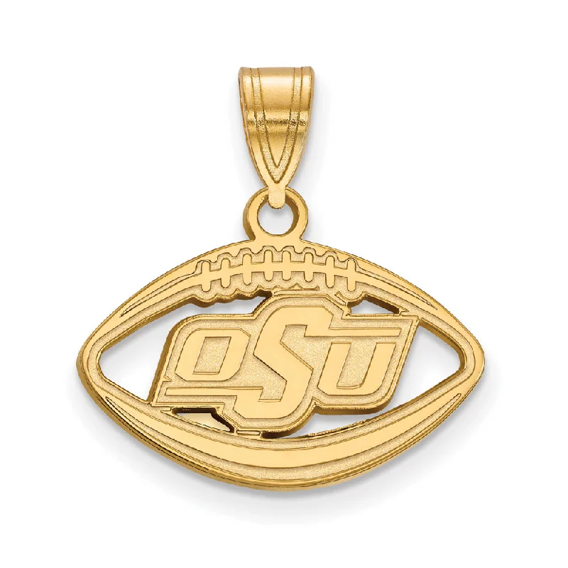 Dainty Floral Jewelry For Feminine Elegance 14k Gold Plated Silver Oklahoma State Football Pendant Dainty Floral Jewelry For Feminine Elegance 14k Gold Plated Silver Oklahoma State Football Pendant