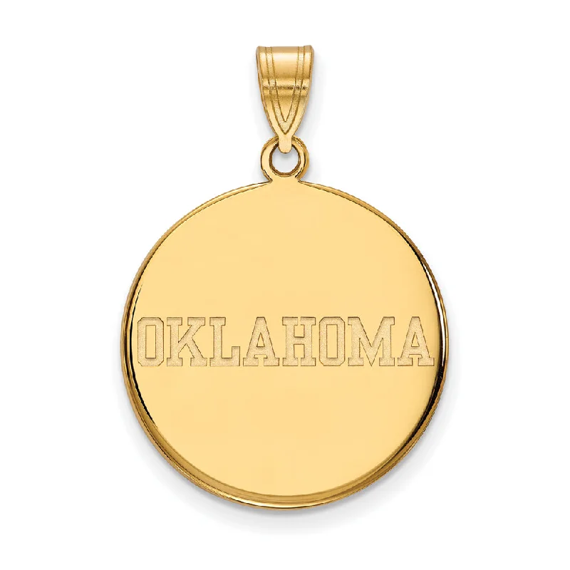 14k Gold Plated Silver U. of Oklahoma Large Disc Pendant