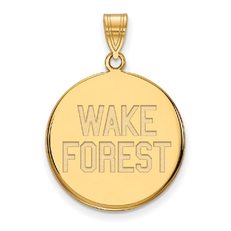 Limited-Stock Jewelry Clearance – Grab Your Favorites Now 14k Gold Plated Silver Wake Forest U. Large Logo Disc Pendant
