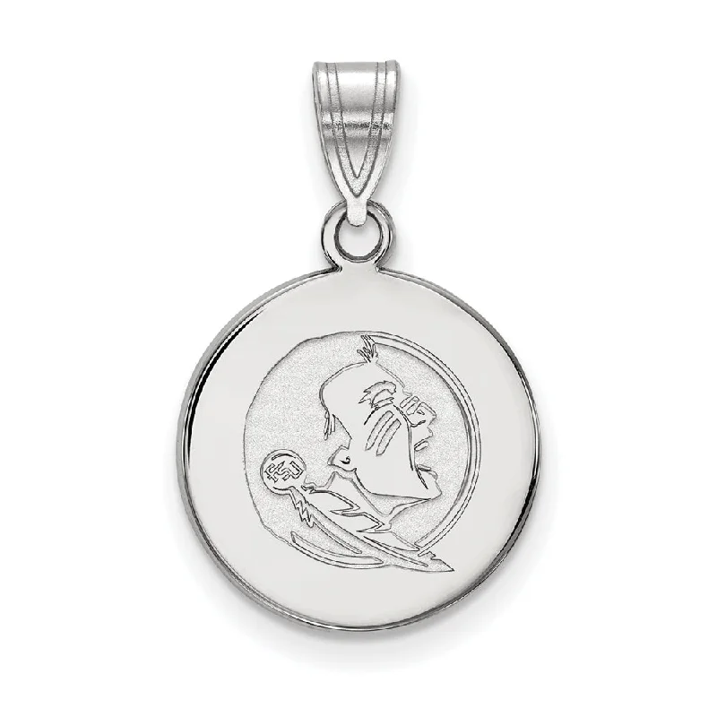 14K White Gold Florida State Medium Mascot Disc Pendant