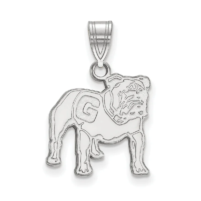Romantic Heart-Shaped Jewelry For Special Gifts 14k White Gold U. of Georgia Medium Mascot Logo Pendant