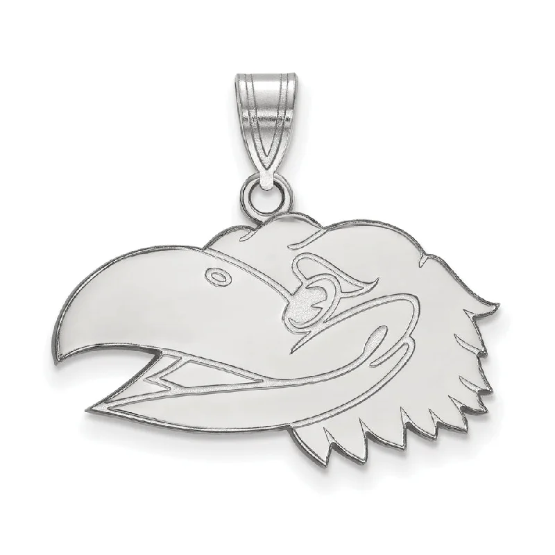 Trending Jewelry Now At Unbeatable Prices 14k White Gold U. of Kansas Medium Left Profile Mascot Pendant