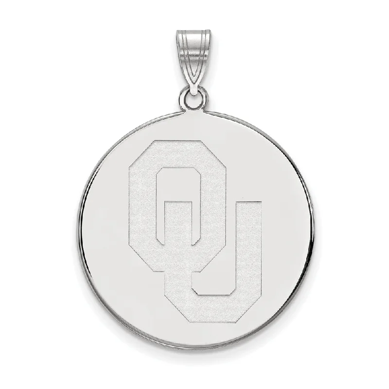 Luxury Jewelry At Unbeatable Discounts 14k White Gold U. of Oklahoma XL 'OU' Disc Pendant