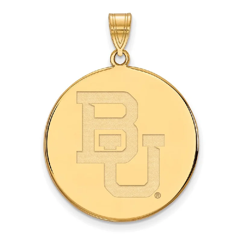 14k Yellow Gold Baylor U XL 'BU' Disc Pendant