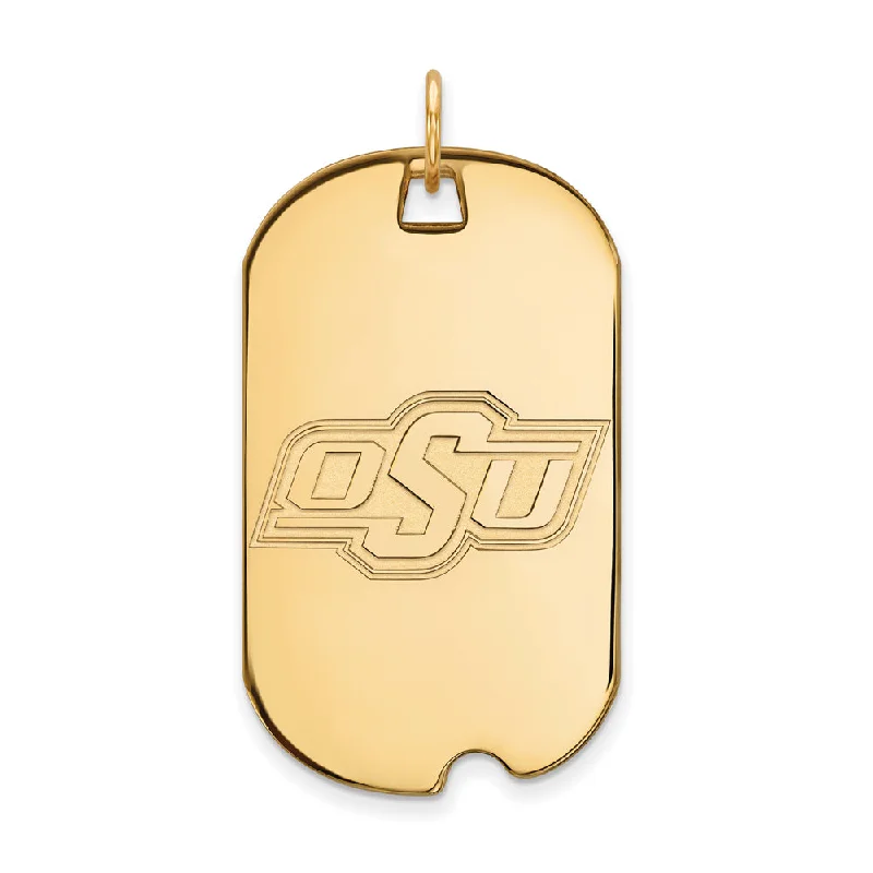 14k Yellow Gold Oklahoma State Large Dog Tag Pendant