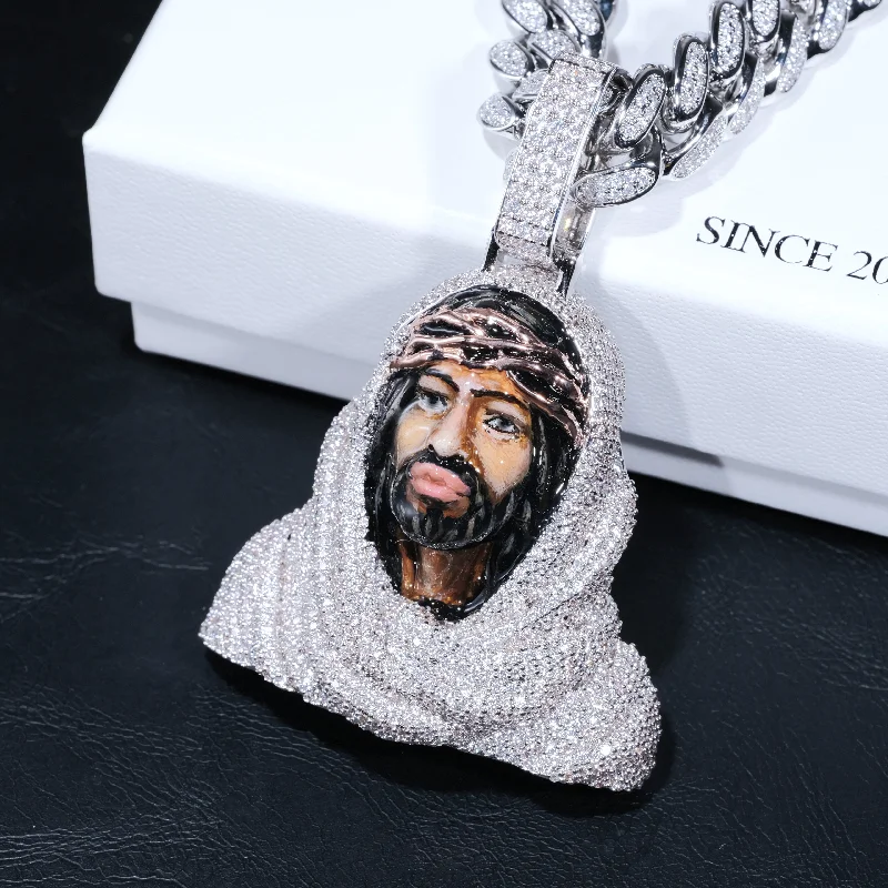 The Perfect Jewelry Piece At The Perfect Discount 3D Enamel painting Iced Jesus Pendant The Perfect Jewelry Piece At The Perfect Discount 3D Enamel painting Iced Jesus Pendant