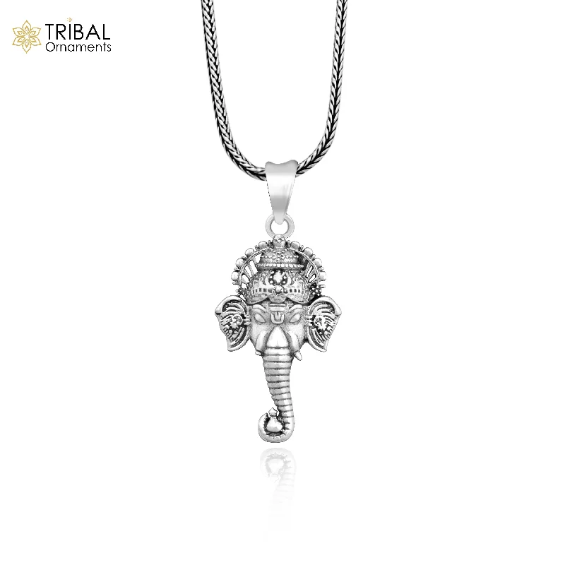 Elegant Rose Gold Jewelry For A Stylish Touch 925 pure silver Ganesha FACE pendant best gifting pendant, wheat chain necklace locket best gifting jewelry NSP730 Elegant Rose Gold Jewelry For A Stylish Touch 925 pure silver Ganesha FACE pendant best gifting pendant, wheat chain necklace locket best gifting jewelry NSP730