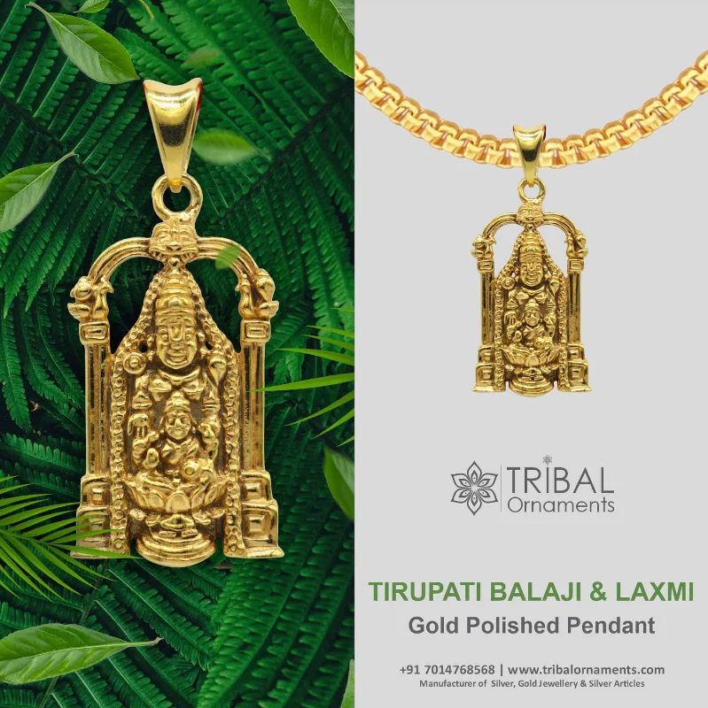 Seasonal Jewelry Deals – Elevate Your Style 925 sterling silver gold polished divine Hindu idol Tirupati Balaji with goddess Laxmi Pendant, Krishna pendant gifting jewelry nsp593 Seasonal Jewelry Deals – Elevate Your Style 925 sterling silver gold polished divine Hindu idol Tirupati Balaji with goddess Laxmi Pendant, Krishna pendant gifting jewelry nsp593