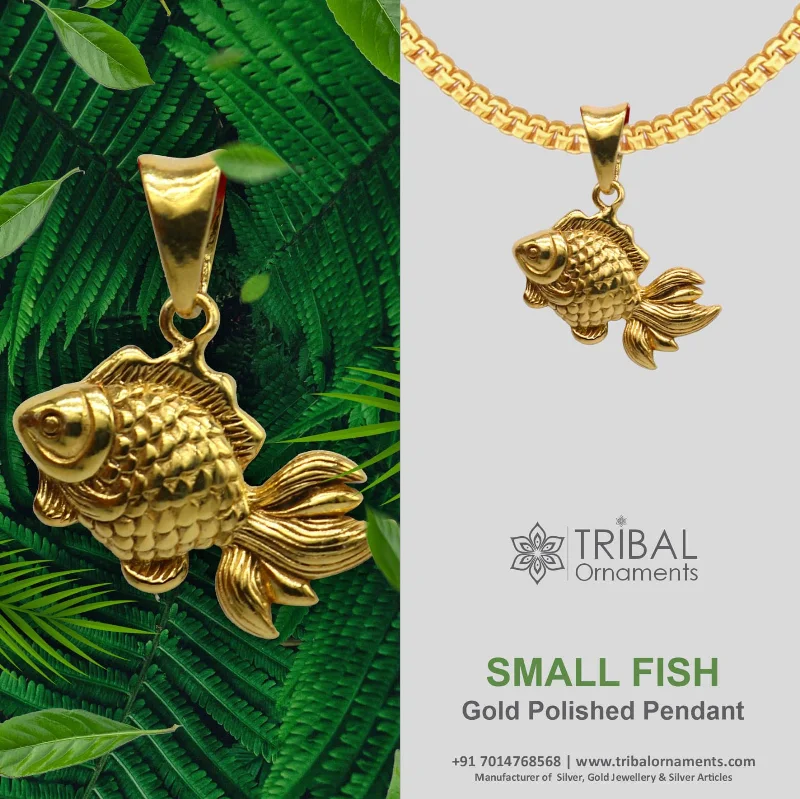 Shop Dazzling Jewelry With Special Promotional Discounts 925 sterling silver handmade stylish gold polished small fish pendant best gifting jewelry religious pendant jewelry for good luck nsp595