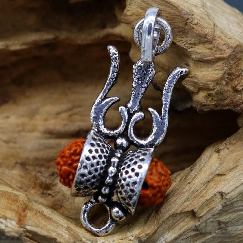 925 sterling silver lord shiva trident pendant, amazing customized Rudraksha trishul tribal belly dance personalized jewelry ssp324