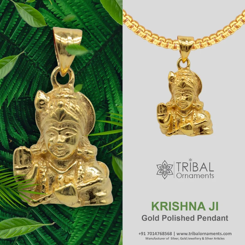 Unmissable Deals On Handmade Jewelry Collections 925 sterling silver vintage stylish Hindu idol Divine Krishna Pendant, amazing gold polished design stunning pendant gifting jewelry nsp608 Unmissable Deals On Handmade Jewelry Collections 925 sterling silver vintage stylish Hindu idol Divine Krishna Pendant, amazing gold polished design stunning pendant gifting jewelry nsp608