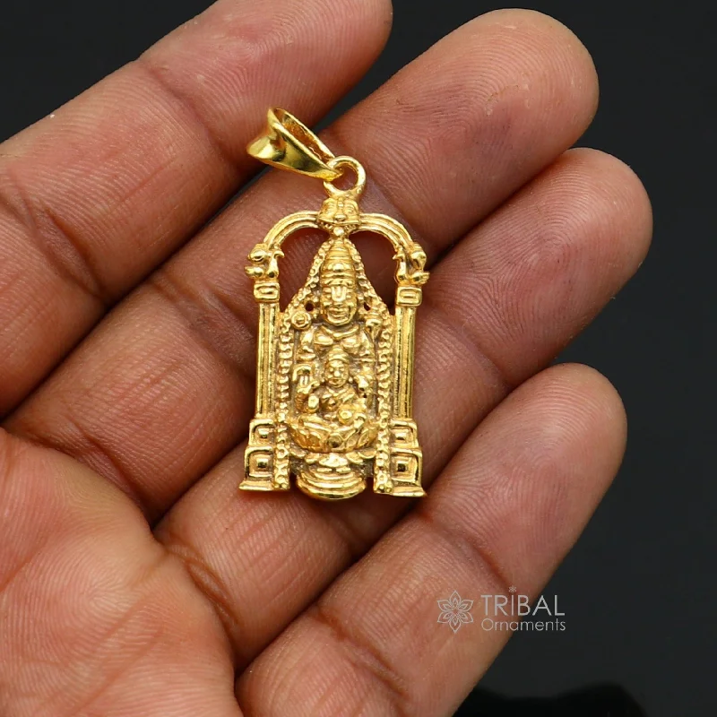 925 sterling silver vintage stylish idol Tirupati Balaji and Laxmi Pendant Narayanan gold polished pendant gifting jewelry nsp616