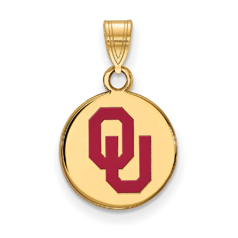 Jewelry Sale – Exclusive Styles At Lower Prices SS w/GP U. of Oklahoma Small Enamel 'OU' Disc Pendant