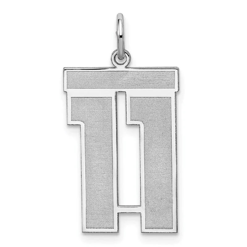 Delicate Crystal Jewelry For Sophisticated Charm Sterling Silver, Jersey Collection, Large Number 11 Pendant