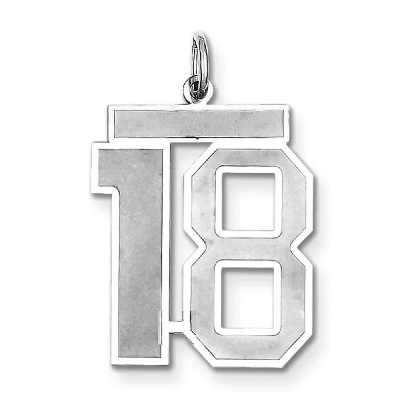 Luxury Jewelry Sale – Sparkle For Less Sterling Silver, Jersey Collection, Large Number 18 Pendant