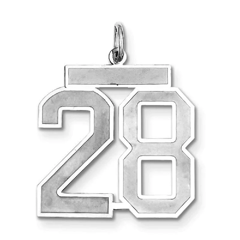 Seasonal Jewelry Deals – Elevate Your Style Sterling Silver, Jersey Collection, Large Number 28 Pendant