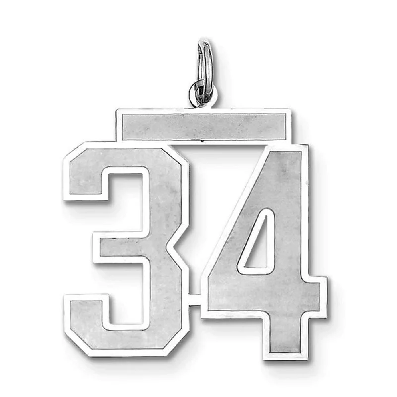 Unmissable Jewelry Sale – Shop Before It's Too Late Sterling Silver, Jersey Collection, Large Number 34 Pendant