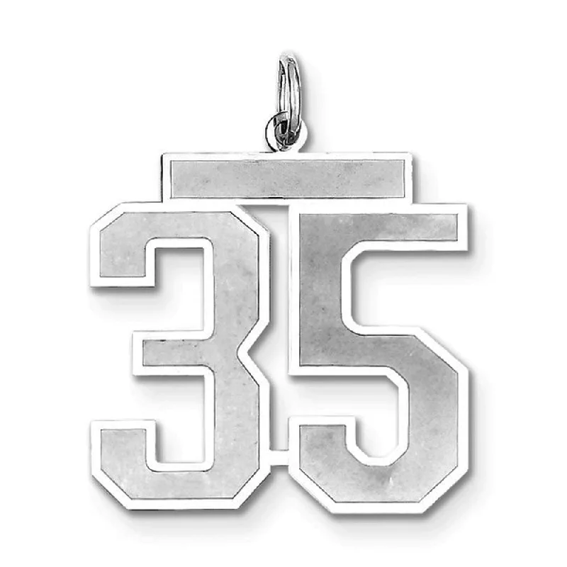 Flash Jewelry Sale – Get Stunning Pieces At Low Prices Sterling Silver, Jersey Collection, Large Number 35 Pendant