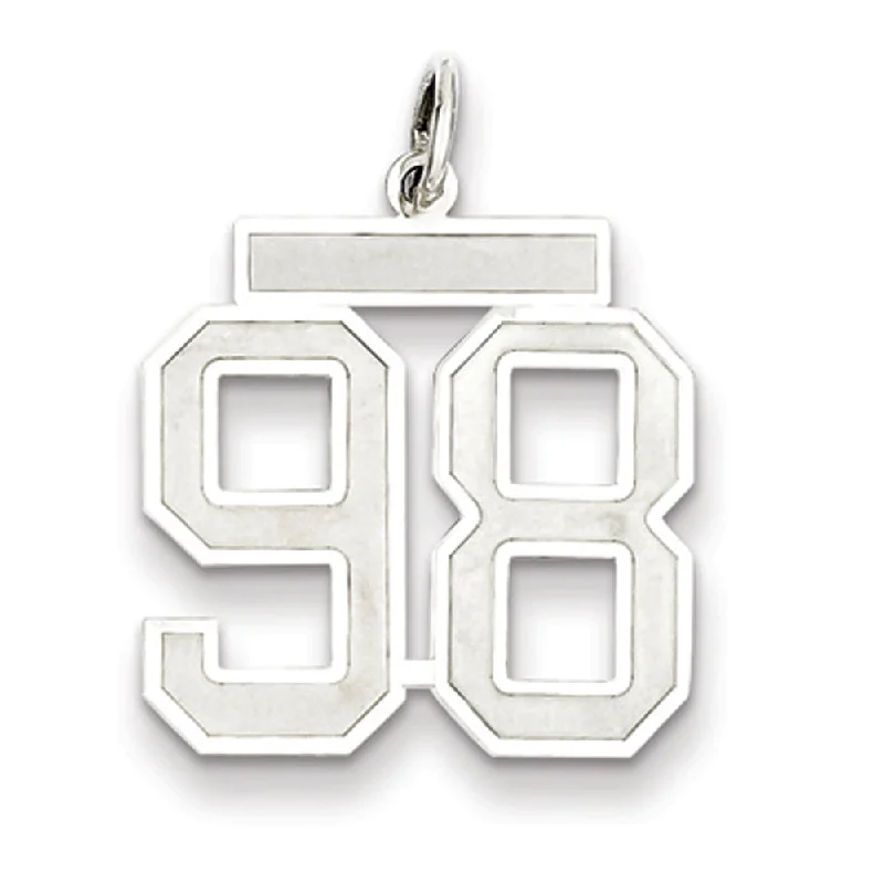 Big Discounts On Elegant Jewelry Collections Sterling Silver, Jersey Collection, Medium Number 98 Pendant Big Discounts On Elegant Jewelry Collections Sterling Silver, Jersey Collection, Medium Number 98 Pendant