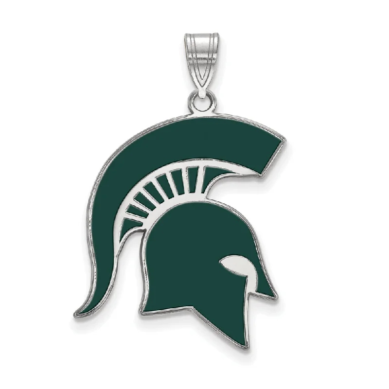 Sterling Silver Michigan State XL Enamel Pendant