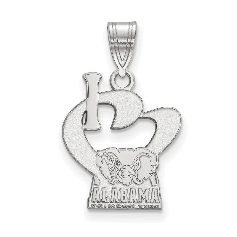 Sterling Silver U. of Alabama Large I Love Logo Pendant