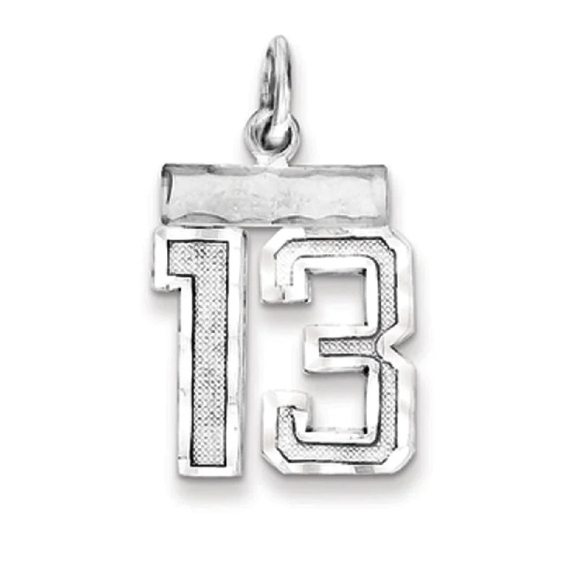 Limited-Stock Jewelry Sale – Shop Before It's Gone Sterling Silver, Varsity Collection, Small D/C Pendant, Number 13 Limited-Stock Jewelry Sale – Shop Before It's Gone Sterling Silver, Varsity Collection, Small D/C Pendant, Number 13